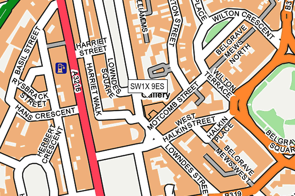 SW1X 9ES map - OS OpenMap – Local (Ordnance Survey)