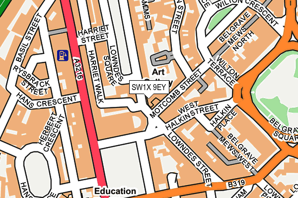 SW1X 9EY map - OS OpenMap – Local (Ordnance Survey)