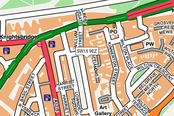 SW1X 9EZ map - OS OpenMap – Local (Ordnance Survey)