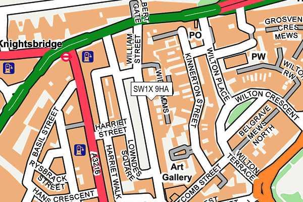 SW1X 9HA map - OS OpenMap – Local (Ordnance Survey)