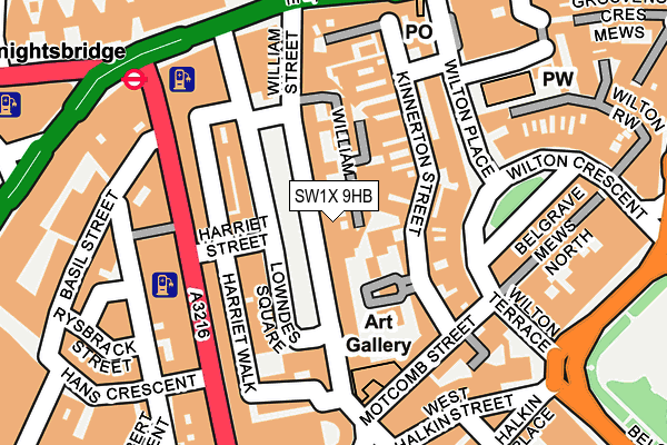 SW1X 9HB map - OS OpenMap – Local (Ordnance Survey)