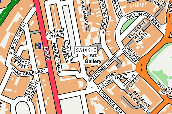 SW1X 9HE map - OS OpenMap – Local (Ordnance Survey)