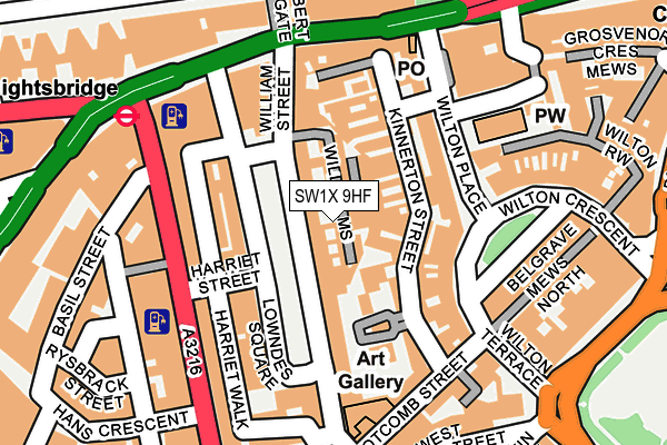 SW1X 9HF map - OS OpenMap – Local (Ordnance Survey)