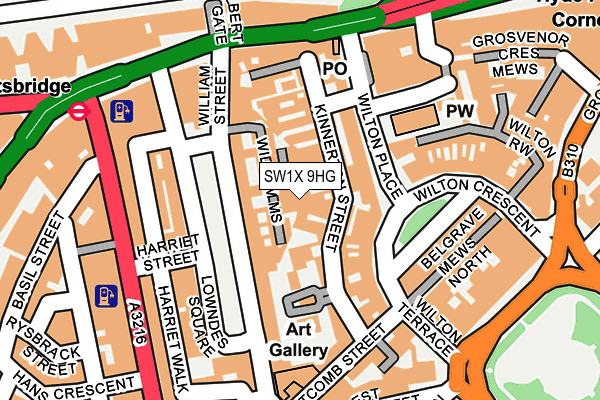 SW1X 9HG map - OS OpenMap – Local (Ordnance Survey)
