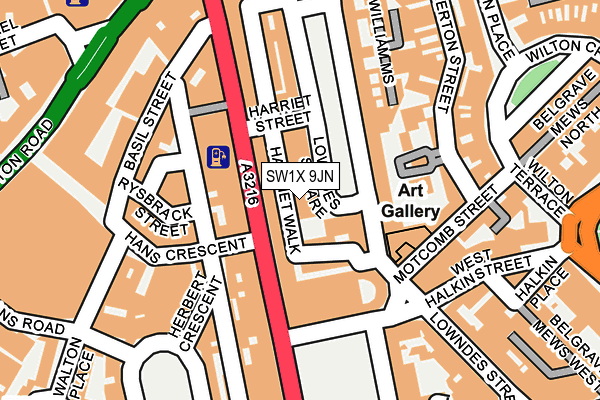 SW1X 9JN map - OS OpenMap – Local (Ordnance Survey)
