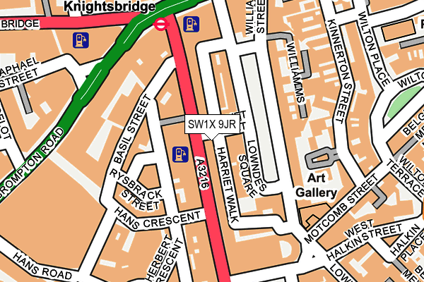 SW1X 9JR map - OS OpenMap – Local (Ordnance Survey)