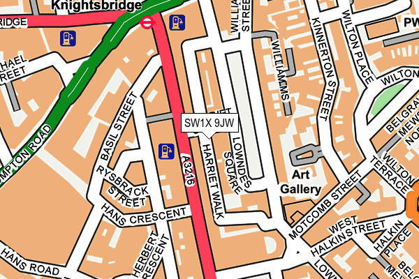 SW1X 9JW map - OS OpenMap – Local (Ordnance Survey)