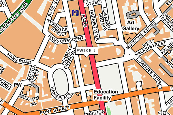 SW1X 9LU map - OS OpenMap – Local (Ordnance Survey)