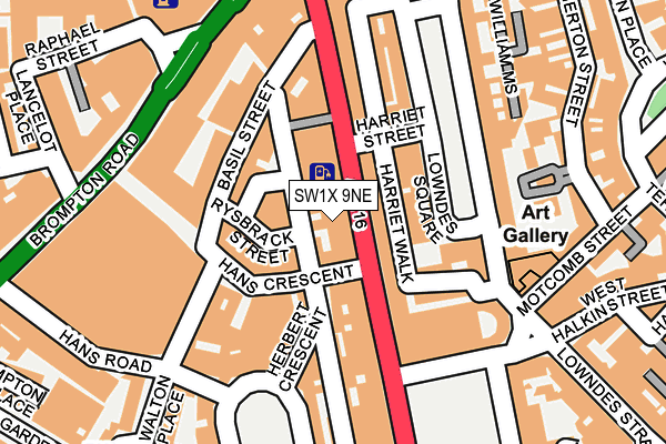 SW1X 9NE map - OS OpenMap – Local (Ordnance Survey)