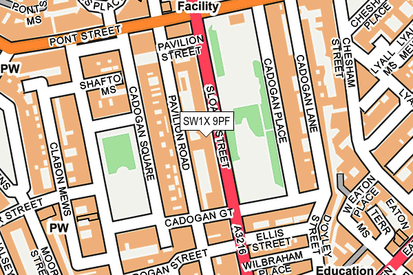 SW1X 9PF map - OS OpenMap – Local (Ordnance Survey)