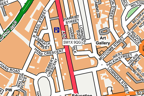 SW1X 9QG map - OS OpenMap – Local (Ordnance Survey)