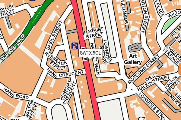 SW1X 9QL map - OS OpenMap – Local (Ordnance Survey)