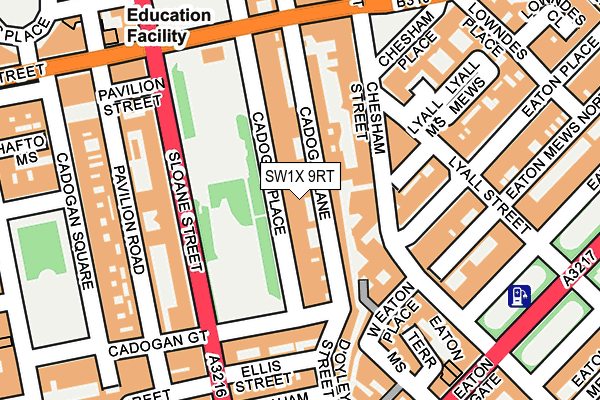 SW1X 9RT map - OS OpenMap – Local (Ordnance Survey)