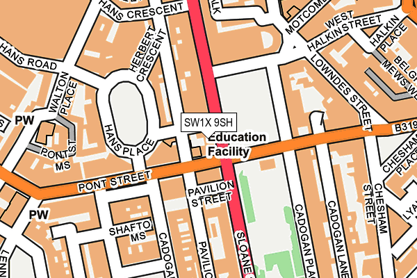 SW1X 9SH map - OS OpenMap – Local (Ordnance Survey)