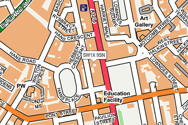 SW1X 9SN map - OS OpenMap – Local (Ordnance Survey)