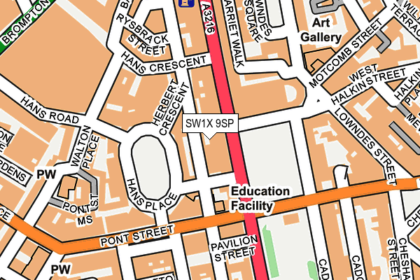 SW1X 9SP map - OS OpenMap – Local (Ordnance Survey)