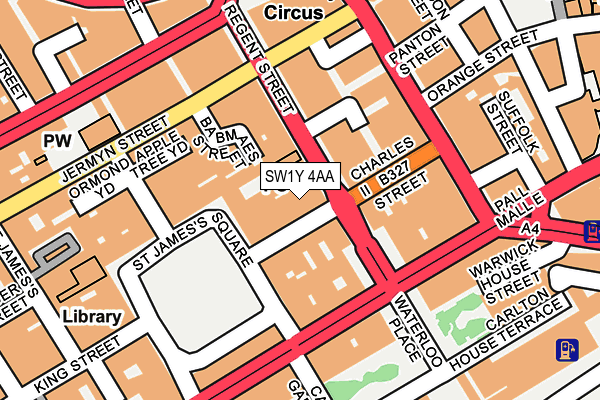 SW1Y 4AA map - OS OpenMap – Local (Ordnance Survey)