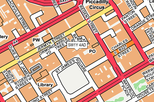 SW1Y 4AD map - OS OpenMap – Local (Ordnance Survey)