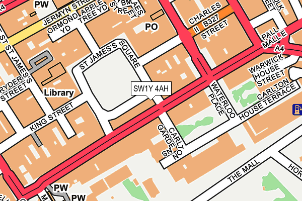 SW1Y 4AH map - OS OpenMap – Local (Ordnance Survey)