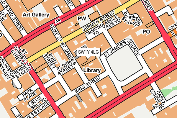 SW1Y 4LG map - OS OpenMap – Local (Ordnance Survey)