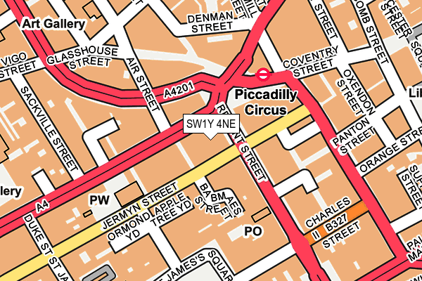 SW1Y 4NE map - OS OpenMap – Local (Ordnance Survey)