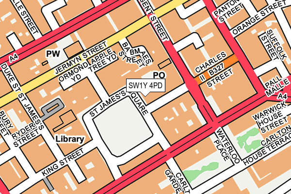 SW1Y 4PD map - OS OpenMap – Local (Ordnance Survey)