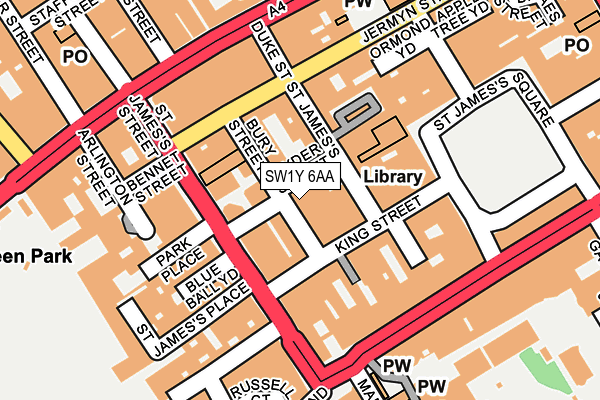 SW1Y 6AA map - OS OpenMap – Local (Ordnance Survey)