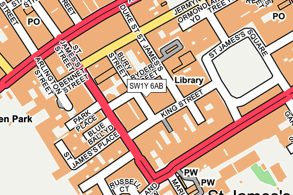 SW1Y 6AB map - OS OpenMap – Local (Ordnance Survey)