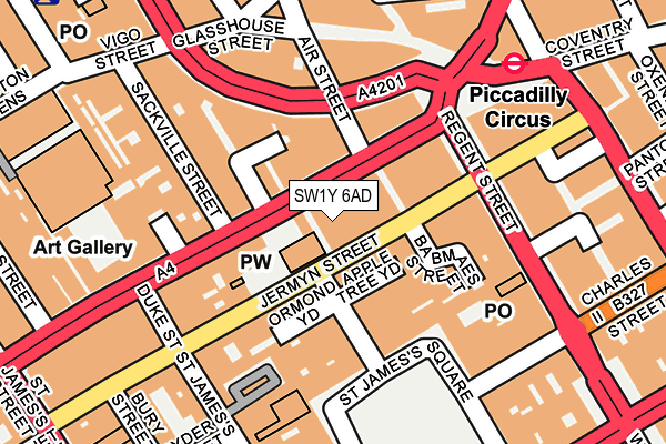 SW1Y 6AD map - OS OpenMap – Local (Ordnance Survey)