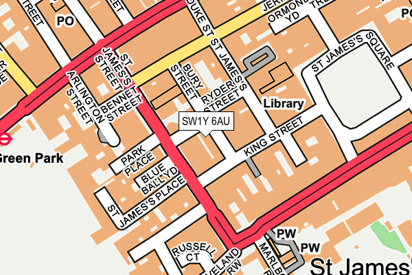 SW1Y 6AU map - OS OpenMap – Local (Ordnance Survey)