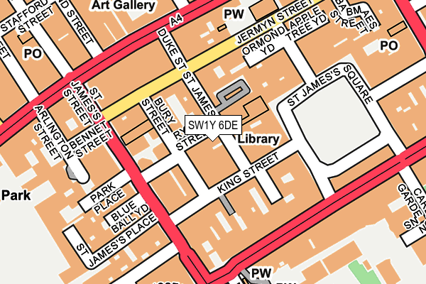 SW1Y 6DE map - OS OpenMap – Local (Ordnance Survey)