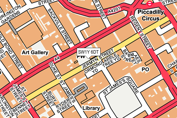 SW1Y 6DT map - OS OpenMap – Local (Ordnance Survey)