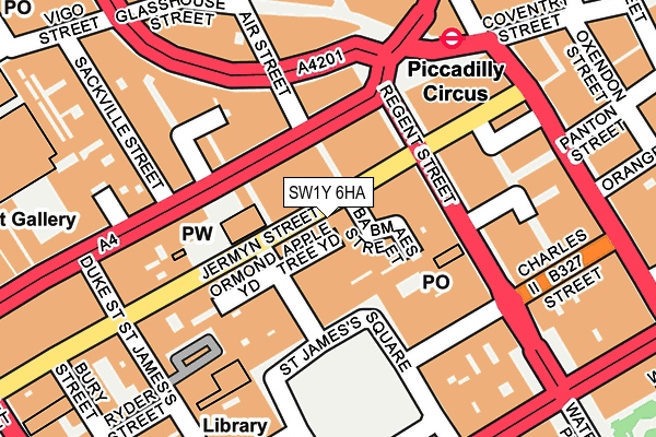 SW1Y 6HA map - OS OpenMap – Local (Ordnance Survey)