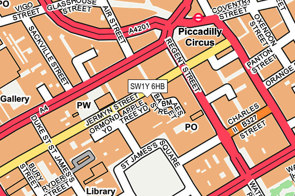 SW1Y 6HB map - OS OpenMap – Local (Ordnance Survey)