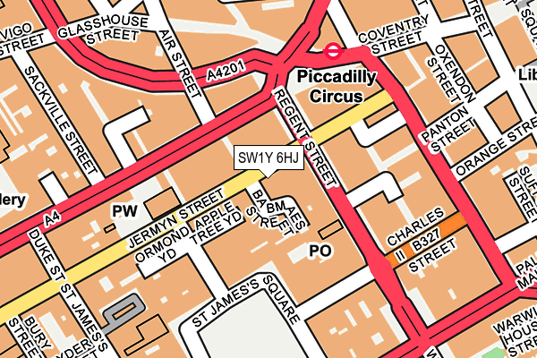 SW1Y 6HJ map - OS OpenMap – Local (Ordnance Survey)