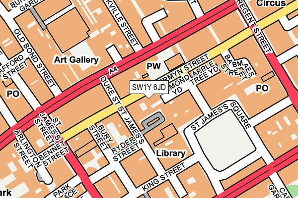 SW1Y 6JD map - OS OpenMap – Local (Ordnance Survey)