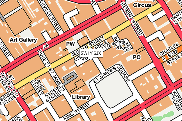 SW1Y 6JX map - OS OpenMap – Local (Ordnance Survey)