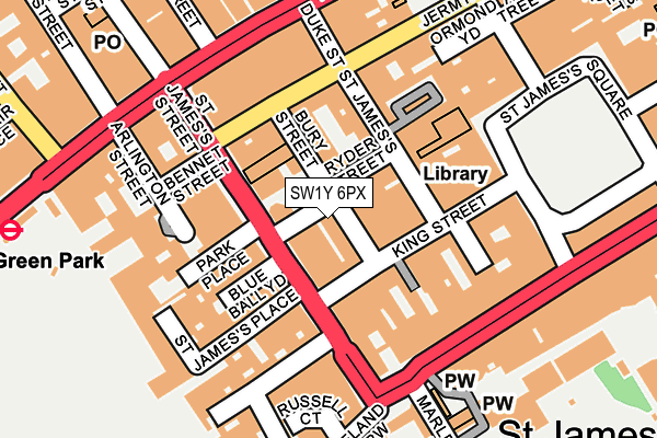 SW1Y 6PX map - OS OpenMap – Local (Ordnance Survey)