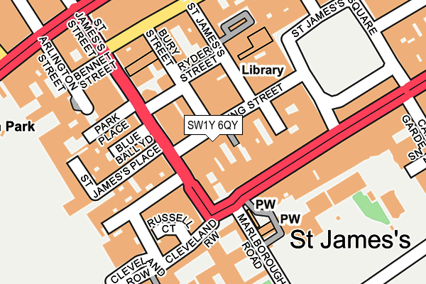 SW1Y 6QY map - OS OpenMap – Local (Ordnance Survey)