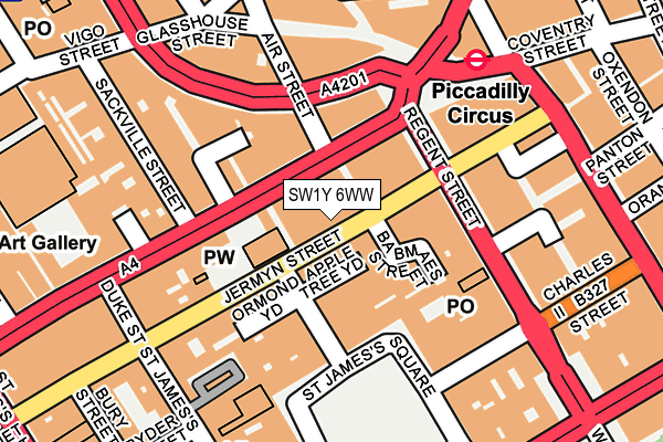 SW1Y 6WW map - OS OpenMap – Local (Ordnance Survey)