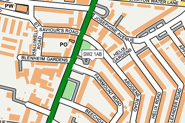 SW2 1AB map - OS OpenMap – Local (Ordnance Survey)
