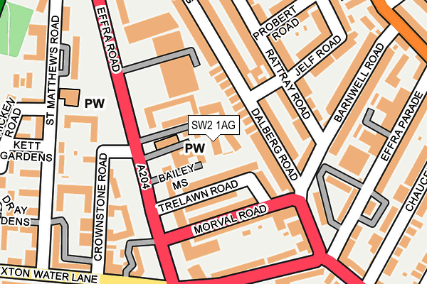 SW2 1AG map - OS OpenMap – Local (Ordnance Survey)