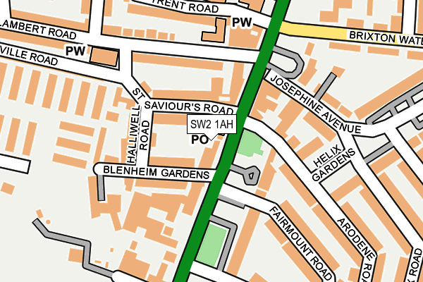 SW2 1AH map - OS OpenMap – Local (Ordnance Survey)