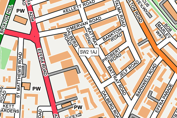 SW2 1AJ map - OS OpenMap – Local (Ordnance Survey)
