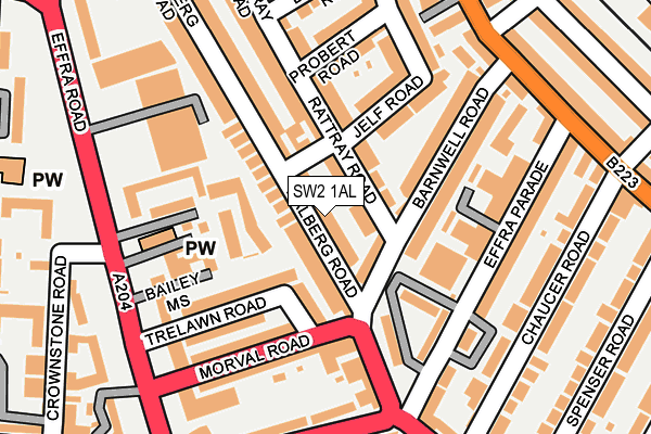 SW2 1AL map - OS OpenMap – Local (Ordnance Survey)