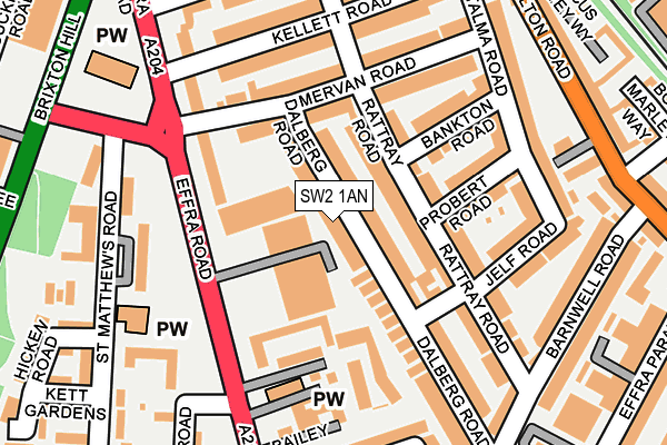 SW2 1AN map - OS OpenMap – Local (Ordnance Survey)