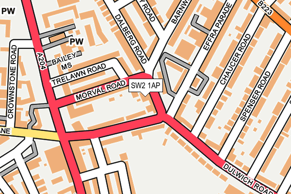 SW2 1AP map - OS OpenMap – Local (Ordnance Survey)