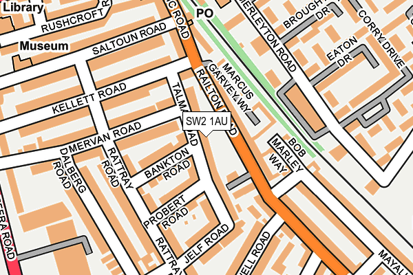 SW2 1AU map - OS OpenMap – Local (Ordnance Survey)