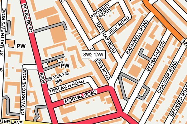 SW2 1AW map - OS OpenMap – Local (Ordnance Survey)