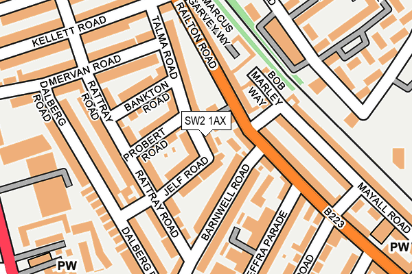 SW2 1AX map - OS OpenMap – Local (Ordnance Survey)